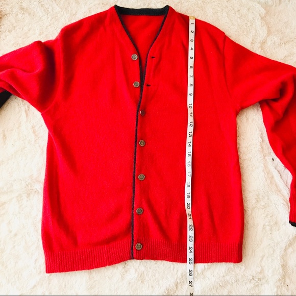 Vintage Red Elbow Patch Button Front Cardigan Sweater Size Large - Picture 6 of 7
